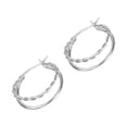 thumbnail image 1 of Decodeary Female Fashionable Double-Layer Round Silver Color Twisted Line Hoop Earrings Retro Jewelry Geometric Gifts Party, 1 of 6