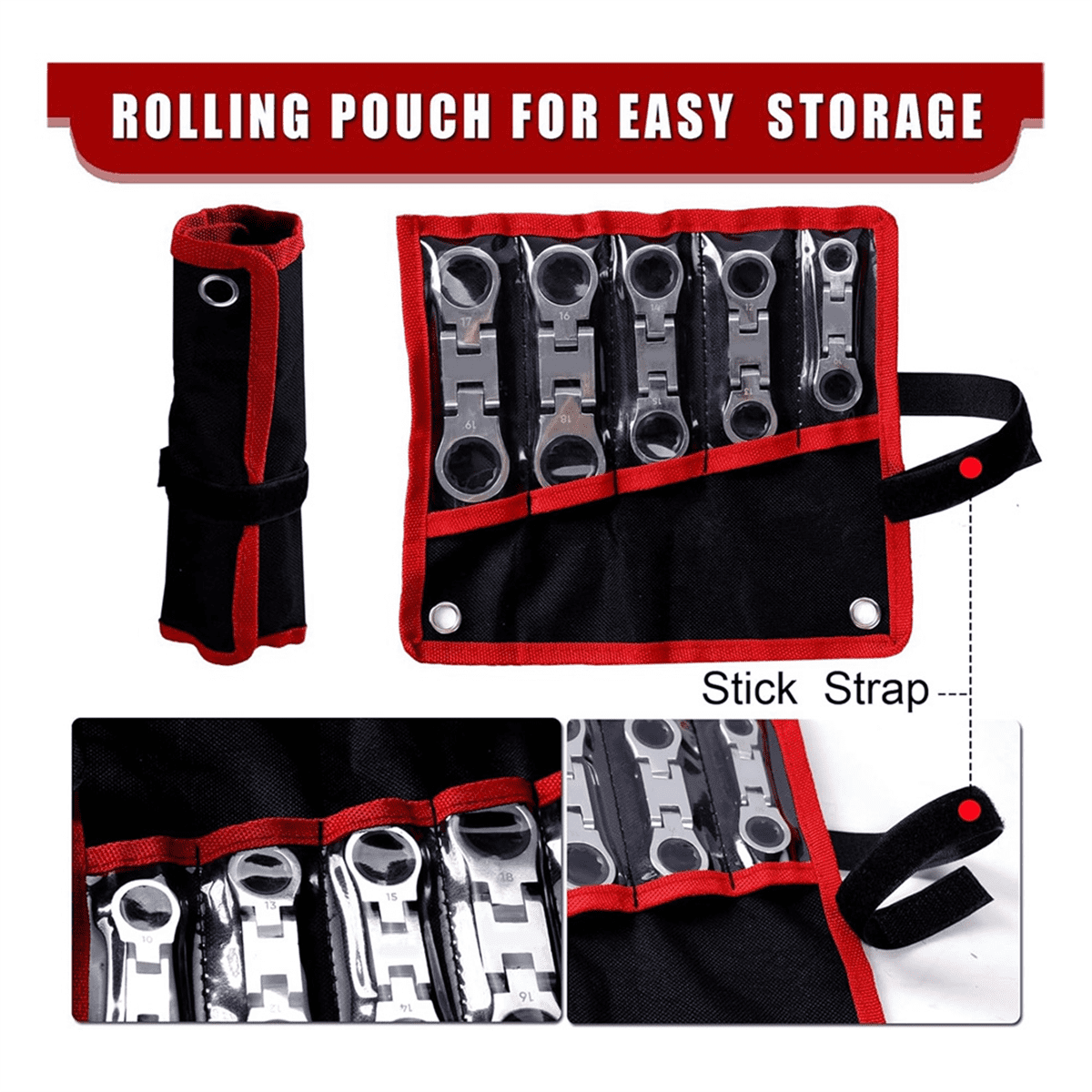 5-Piece Stubby Flex- Ratcheting Wrench Set Metric Combination