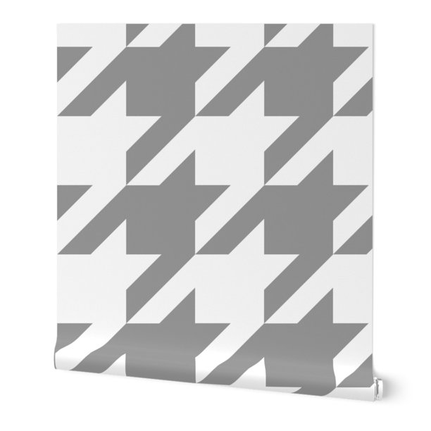 Wallpaper Roll Houndstooth Check Classic Preppy White Large 24in X 27ft Walmart Com Walmart Com