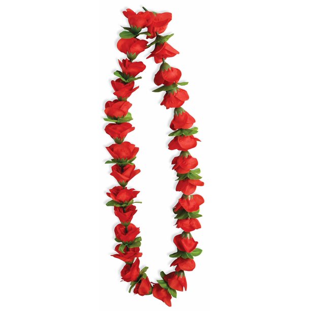 Red Flower Lei Rose Lei Horse Racing Valentines Hawaiian Costume Accessory Prop
