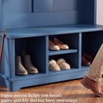 thumbnail image 4 of OMCHOM Hall Tree with Bench and Shoe Storage, 71" Farmhouse 4-in-1 Mudroom Storage Organizer with Coat Rack, 4 Shoe Cubbies, Storage Shelf for Entryway, Hallway, Living Room(Blue), 4 of 7