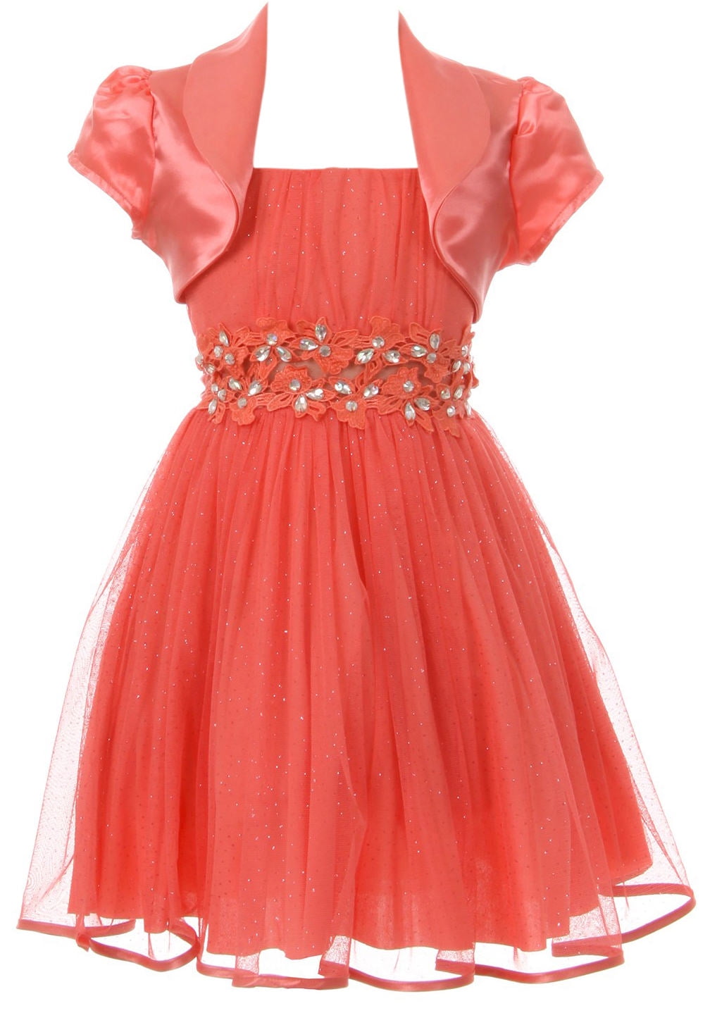 Little Girls Beautiful 2 Pieces Bolero Dress Rhinestones Shiny Holiday