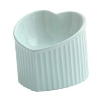 Ceramic Tilted Elevated Cat Bowl Heart Shape Porcelain Easily Wash Food Green