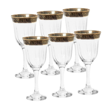 Italian Collection Crystal 12 Oz Wine Goblet Glasses, 24K Gold