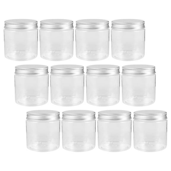 NUOLUX Storage Jars Transparent Aluminum Pet Plastic Airtight Sealing Easy to Carry 12Pcs