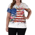 thumbnail image 3 of Women's 250th Anniversary Scrub Tops Plus Size Short Sleeve V-Neck Red White and Blue Flag Floral Print Work Uniforms 4th of July Nursing Medical Scrubs T Shirts with Pockets, 3 of 5
