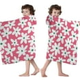 thumbnail image 4 of Red Daisy Flower Green Centers Pattern Hooded Bath Towel，50"x30" for Ages 3 To 12 Kids, Quick Dry Lightweight Soft Microfiber Hood Beach Towel Cover Up for Kids, 4 of 7