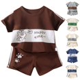 thumbnail image 4 of Tkrady Little Boys Fashion Outfits Spring Summer New Short Sleeve Cute Pattern Tops Shorts 2 Piece Set, Sizes 0-6 Years, 4 of 5