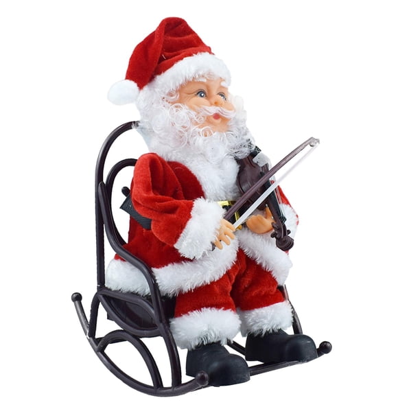Adornos Navideños de Papá Noel, Figura de Papá Noel 2023 con Suministros para Fiestas Musicales, Decoraciones Navideñas para El Hogar, Estatua Eléctri violín