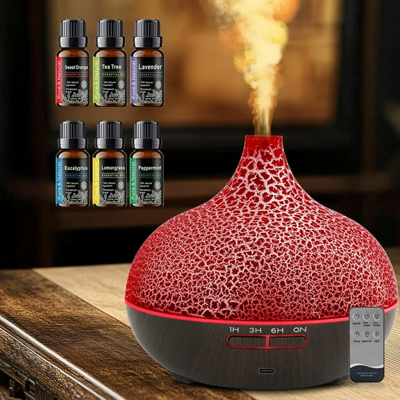 BRJSQ Large Room 550ml Essential Oil Diffuser  Cool Mist Humidifier with Auto Shut Off  Ultra Quiet Crack Design for Night Sleep & Home Decor