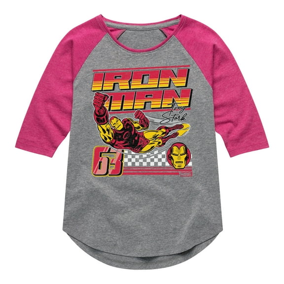 Marvel Iron Man - Racing - Toddler And Youth Girls Shirt Tail Raglan