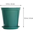 thumbnail image 2 of 4 Pack Plastic Planter Round Nursery Pots 5.9 inch Plastic Flower Pots with Drainage Hole and Tray Dark Green Flower Planters for Succulents Herbs Cactus, 2 of 5