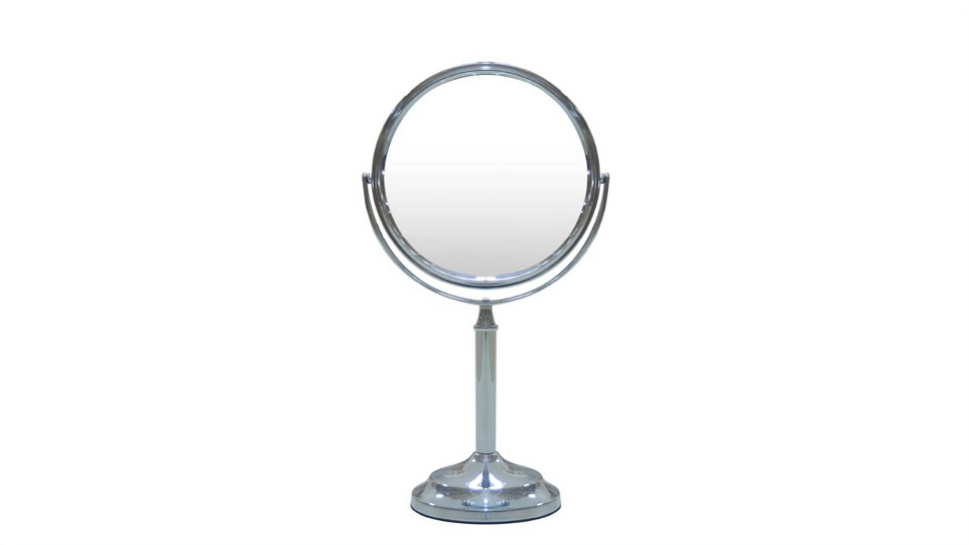 Eden Bath Round Two Sided 5X Chrome Framed Freestanding Makeup / Shaving Mirror