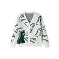 thumbnail image 1 of Seyurigaoka Women Juniors Dinosaur Print Knit Sweater Aesthetic Harajuku Oversized Pullover E-Girl Streetwear Preppy Sweater for Teen Girls, 1 of 9