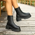 thumbnail image 5 of Dasayo Ankle Boots for Women Chunky Black Low Heel Faux Leather Round Toe Comfy Casual Boots Womans Shoes 41, 5 of 9