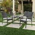 thumbnail image 3 of Noble House San Pico Wicker Stacking Patio Dining Arm Chair in Gray (Set of 4), 3 of 9