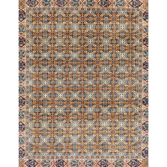 Ahgly Company Indoor Rectangle Abstract Burly Brown Abstract Area Rugs, 7' x 10'