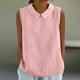 thumbnail image 2 of Camisas holgadas,Blusa sin mangas de mezcla de lino para mujer, camisa informal de cuello redondo, blusa holgada y cómoda para usar en casa, sopatenor, 2 of 7