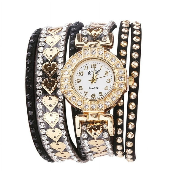 Kiplyki Woman Fashion Leather Band Analog Quartz Round Wrist Watch Watches