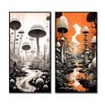 thumbnail image 2 of Designart "Cryptic Mystical Mushrooms Vintage Drawing III" Abstract Landscape Framed Wall Art Set Of 2 - Modern Black Frame Gallery Set For Office Decor, 2 of 6