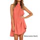 thumbnail image 3 of Minnieouse Vestido de tiras Traje de verano con cuello halter Exquisito Cuello Dulce regalo Elegancia Diseño elegante Ropa de mujer Vestidos Melon rojo L, 3 of 6