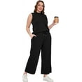 thumbnail image 4 of YATELLE Two Piece Sets for Women Summer Outfits Lounge Sets Mock Neck Tops Wide Leg Crop Pants Vacation Travel Outfits, 4 of 6