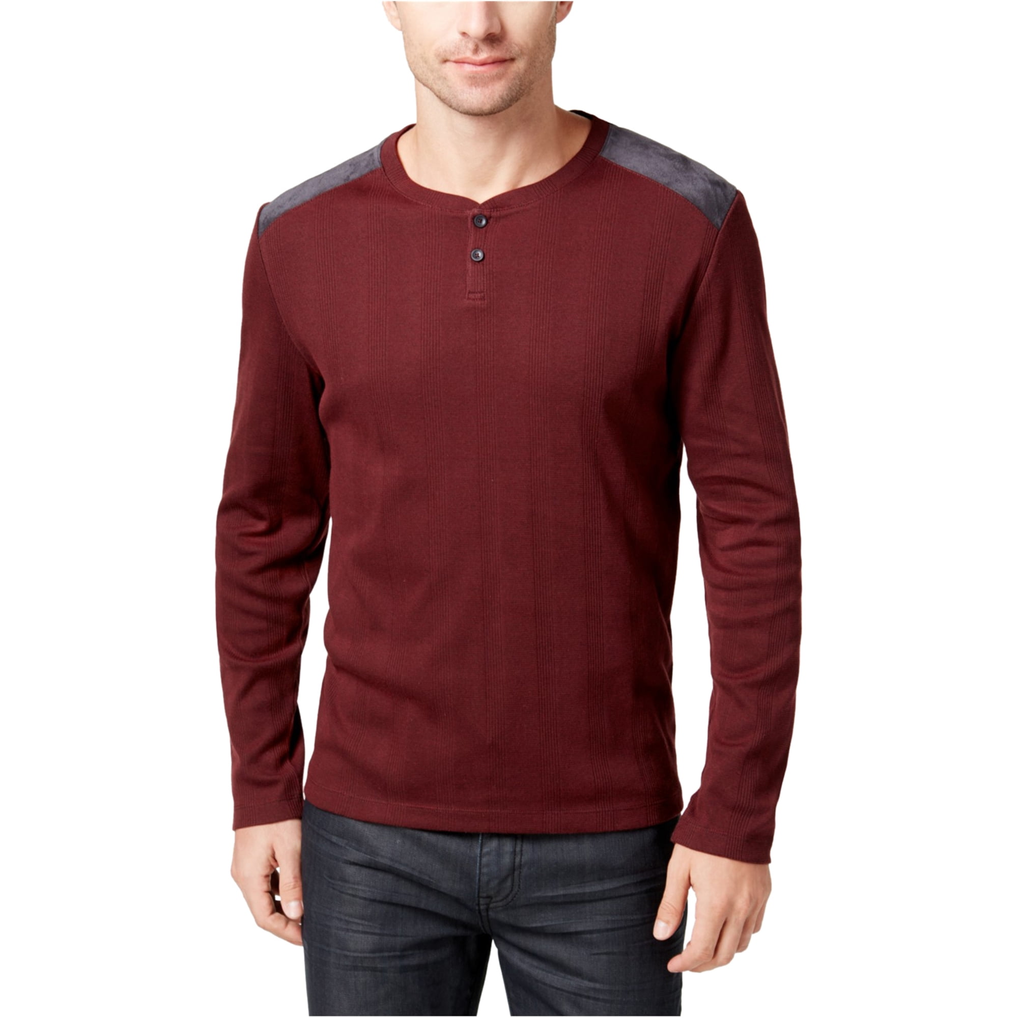 Alfani Mens Ribbed Knit Henley Shirt 