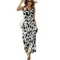 thumbnail image 2 of Maxi Dress Black White Cow Print Dress Trendy Pattern Spots Animal Street Wear Stretch Woman Kawaii Beach Long Dresses Vestido, 2 of 7