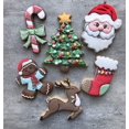 thumbnail image 2 of Christmas Cookie Cutter Set 6 Piece Christmas Tree with Star, Santa Face, Gingerbread Man, Reindeer, Candy Cane with Bow and Stocking Biscuit Fondant Sandwich Cutters Stainless Steel - -, 2 of 9