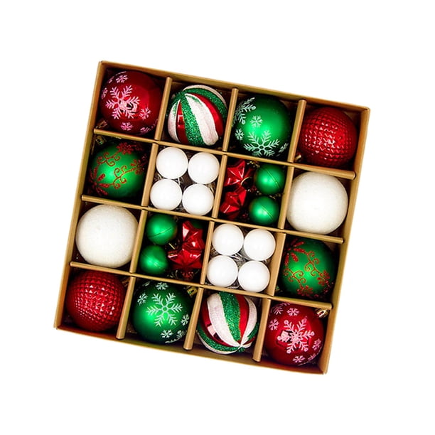 44 bolas navideñas colgantes para decoración navideña, bolas decorativas a granel rojo verde blanco