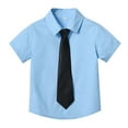 thumbnail image 2 of Teen Boys' Button Down Shirts Light Blue Button Up Shirt Boys Formal Outfit Uniform Shirts for Girls 13-14 Years, 2 of 9