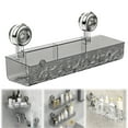 thumbnail image 2 of Corrugated Suction Cup Storage Holder Corner Shower Caddy Large Organizer Bathroom Shelf Clear Acrylic Shower Tray Shelves Inside Floating Shower Wall Shelf Bath Basket Rack Heavy Duty(Gray), 2 of 9