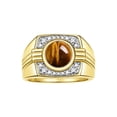 thumbnail image 1 of RYLOS Mens Rings 14K Yellow Gold Designer Round Gemstone &  Sparkling Diamond Ring Tiger Eye November Birthstone Rings For Men, Men's Rings, Gold Rings Sizes 8 - 13, 1 of 7