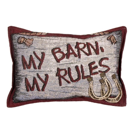 Set of 2 Country Western Barn Rules Decorative Tapestry Throw Pillows 12