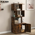 thumbnail image 5 of Gymax 56'' Tall 2-in-1 Hidden Cat Washroom Furniture w/3 Open Shelves Side Entry Doors Brown, 5 of 10