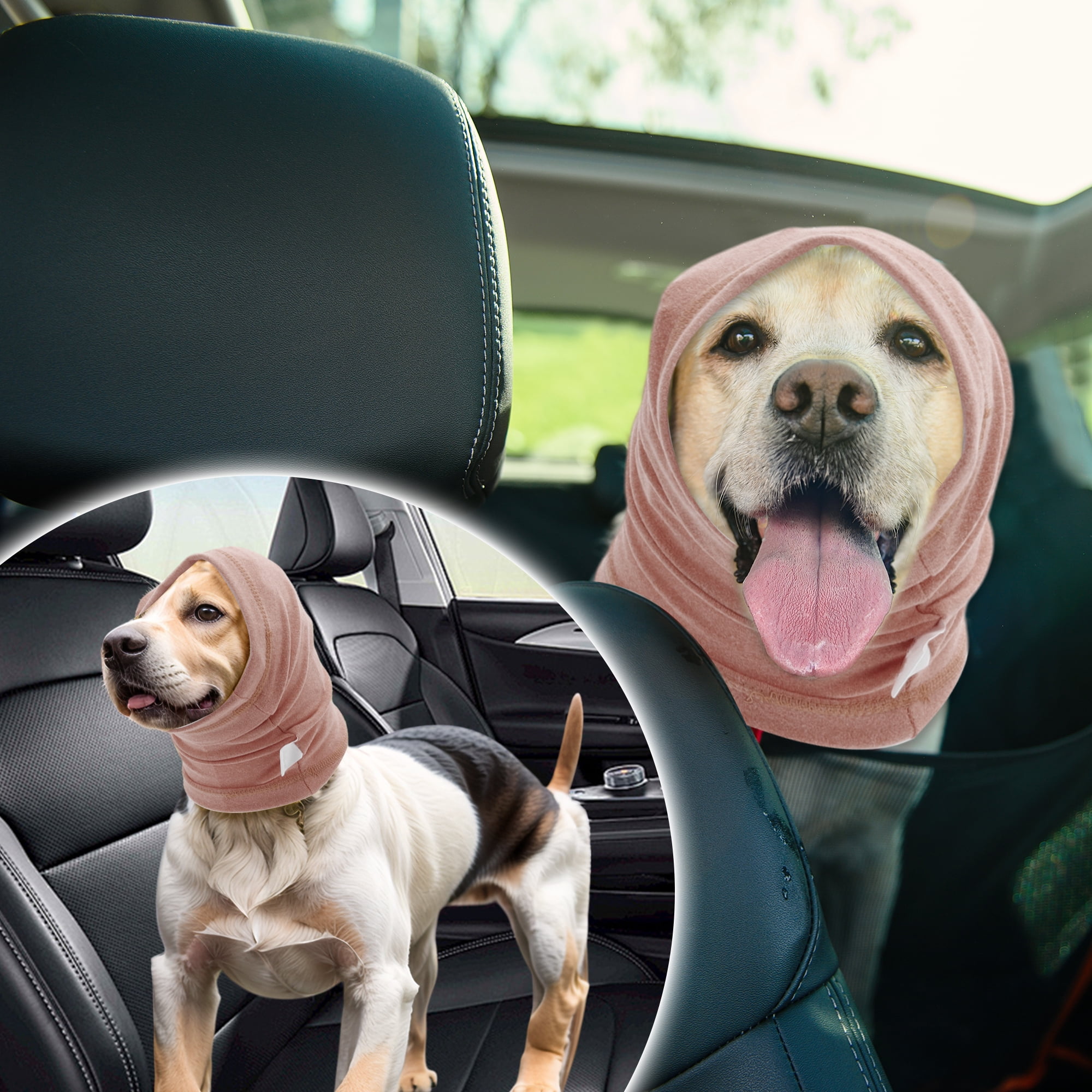 Unique Bargains Dogs Calming Headband Dog Ear Muff Noise Protection Pink M