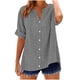 thumbnail image 1 of Camisetas Casuales de Manga Corta con Cuello en V Impreso Botón de Verano Suelto Y de Moda, 1 of 5