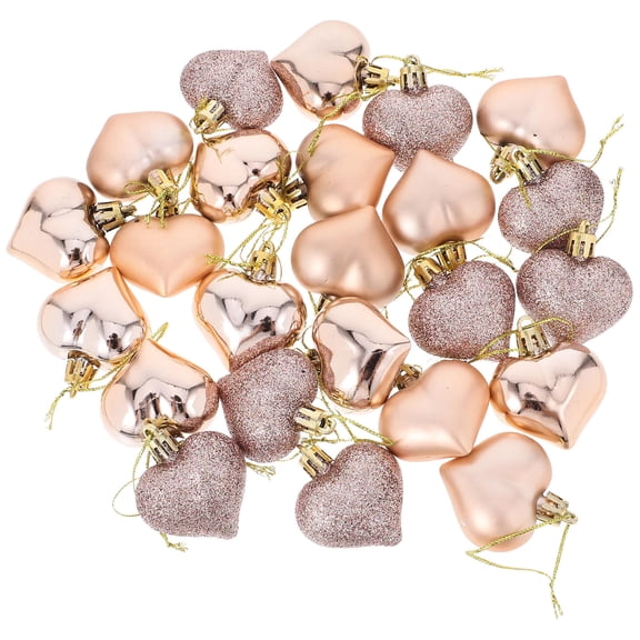 GAXIRE 70 Pieces Shatterproof Heart Shaped Christmas Tree Baubles Electroplated Hanging Ornaments for Holiday Decor