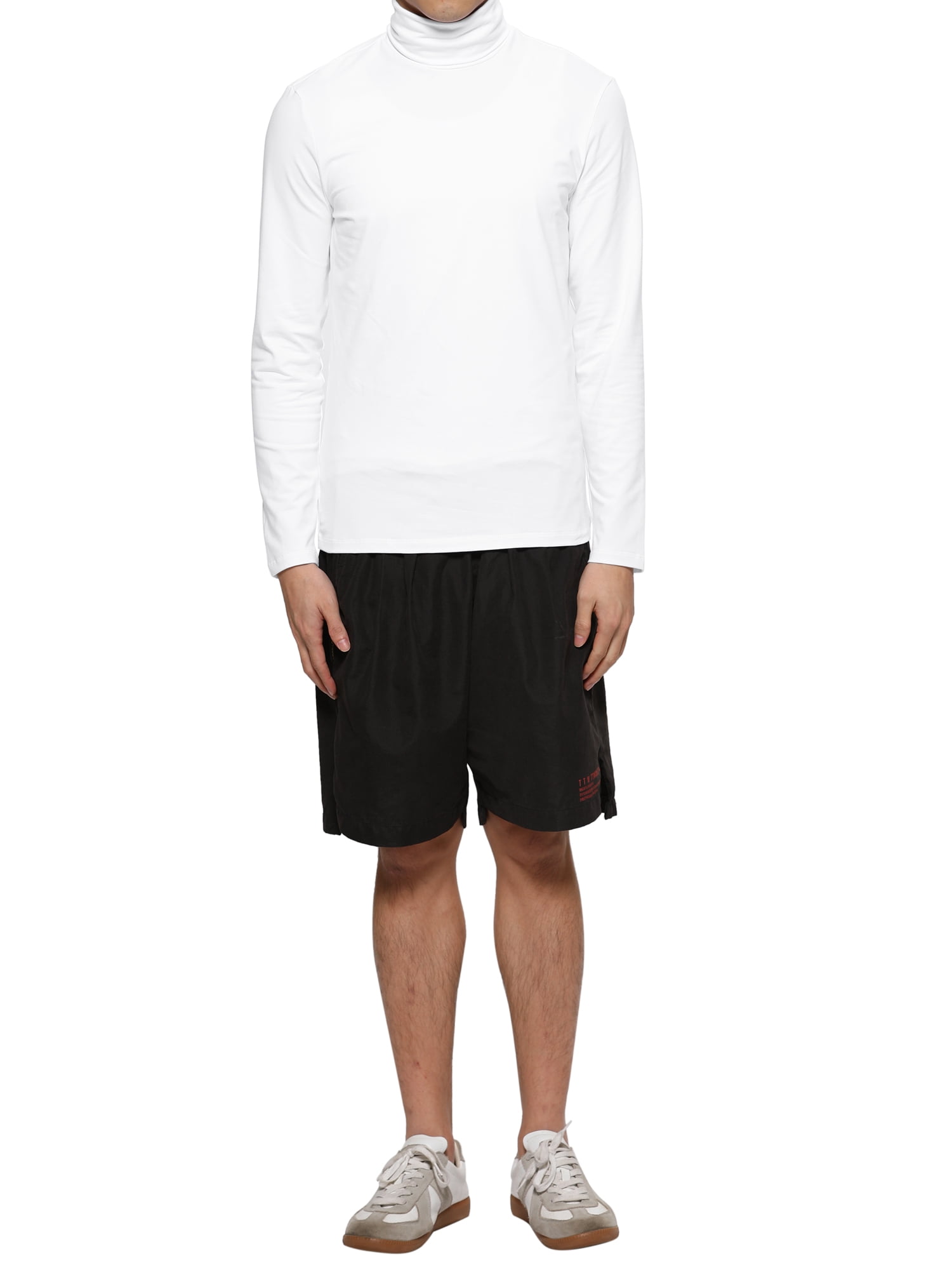 Unique Bargains Men's Pullover Lightweight Long Sleeve Top Turtleneck T-Shirt 38 White