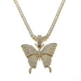 thumbnail image 1 of Collar con colgante de mariposa de cristal moderno para mujer, cadena de eslabones cubanos con hielo, gargantilla gruesa, joyería de hip hop, dorado, 1 of 5