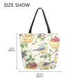 thumbnail image 5 of FORMRS Womens Canvas Tote Bag with Zipper Inner Pocket Shoulder Handbag, Birds with Strawberries, 5 of 7