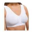 thumbnail image 3 of Snap Front Seamless Bra with Ultra-Wide Straps For Comfort and Support, Plush Fabric - White, Small, 3 of 7