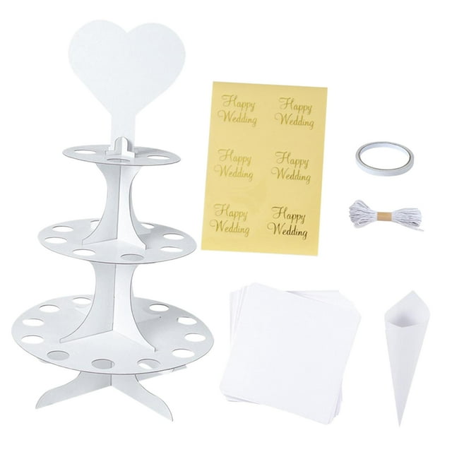 Juego de Soporte para Cono de Confeti de Boda, Bandeja de Confeti, Centro de Mesa, Suministros para Fiestas, Bandeja de Papel, Soporte para Cono de Co
