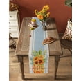 thumbnail image 5 of Table Runner Dresser Scarves 72 Inch Long, Watercolor Pineapple Sunflower Linen Dining Table Runners Leaves on Blue Stripe Linen Tabletop Scarf for Wedding Holiday Party Kitchen, 5 of 7