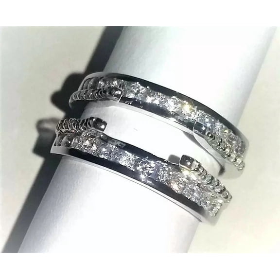 1.65 Ct Round Cut Moissanite Guard Enhancer Wrap Ring 14k White Gold Plated