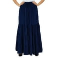 thumbnail image 6 of Bimba Boho Long Flaired Maxi Tier Skirt Elastic Waist Rayon Bohemian Skirts, 6 of 9