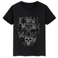 thumbnail image 3 of Ropa infantil con estampado de calavera de gato, camiseta de algodón de verano para niños y niñas, ropa infantil personalizada de manga corta negra, 3 of 5