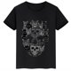 thumbnail image 3 of Ropa infantil con estampado de calavera de gato, camiseta de algodón de verano para niños y niñas, ropa infantil personalizada de manga corta negra, 3 of 5