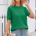 thumbnail image 6 of Lumtrix Short Sleeve Sweater for Women 2026 Spring Summer Crew Neck Eyelet Knit Shirts Loose Fit Lady Casual Blouse Tunics Dark Green 2XL, 6 of 6