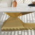 thumbnail image 5 of ENSHUI Oval Marble Coffee Table with Sturdy Stainless Steel Base, Gold, 51.2" L x 27.6" W x 15" H, 5 of 9